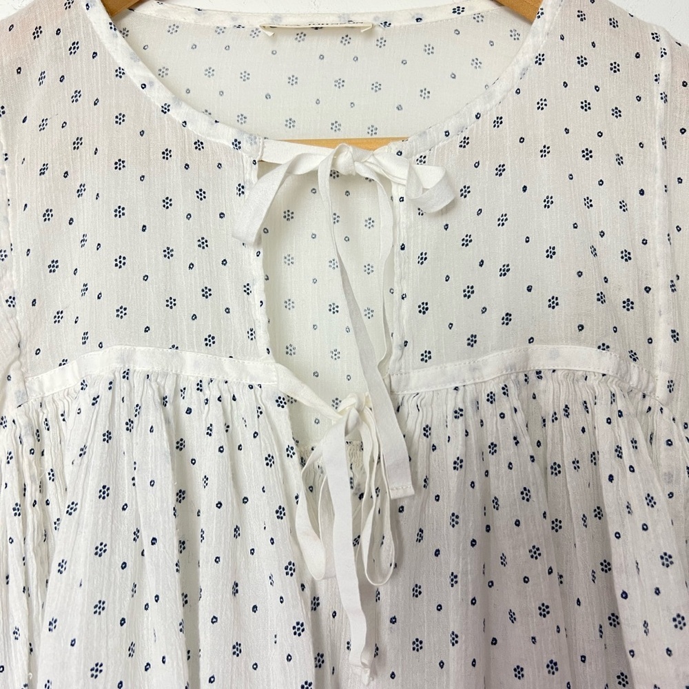 Ulla Johnson Fabienne Peasant Blouse White Blue Foulard Dot Print Quiet Luxury - Picture 4 of 14